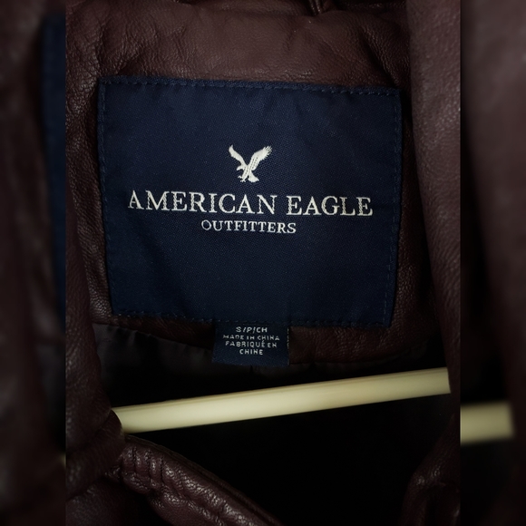 American Eagle Moto Zip Front Jacket Small Maroon - Picture 9 of 9